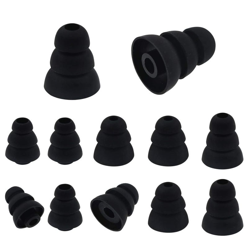 Rayker Three Flange Noise-Isolation Eartips, Soft Silicone Earbud Tips with 3.8mm Connector Hole, Fit Most in-Ear Headphone,Triple, S/M/L Sizes, Black - Image 1